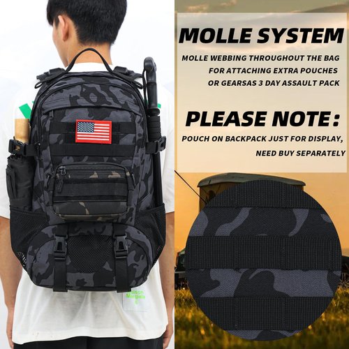 Houart Camo Backpack,Military Tactical Backpack for Men with Flag Patch,30L School Backpack for Outdoor