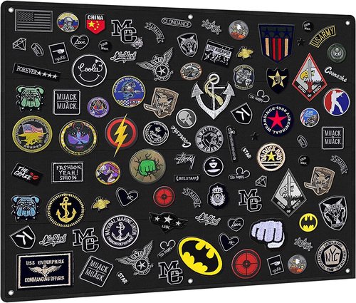 ifory Patch Board with Stainless Steel Loop, Large (43.3 x 27.5 inches) Military Patches Display Board with Frame, Tactical Patch Wall, Black, No Patches Included