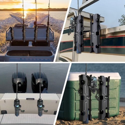 MECHA-X 4PCS Rod Holder for Boat,Wall Mounted Boat Rod Holders for Fishing,Fishing Tube Rod Holder for Boats,Garage,Cooler,Trailer,Pole Holders Side Mount for Storage with Scews & 8 Ball Bungees