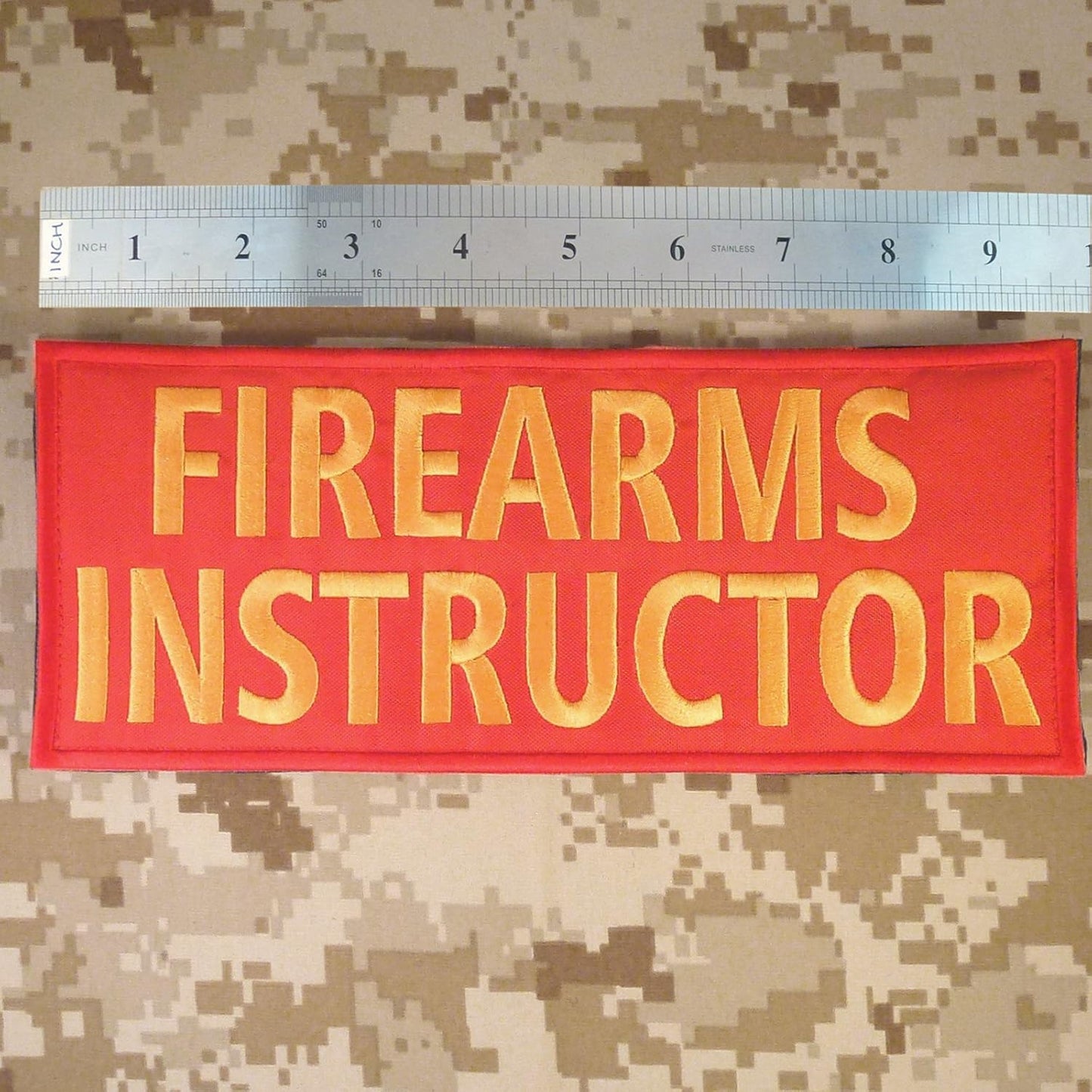 Firearms Instructor Big XL 10x4 inch Morale Body Armor Vest Tactical Fastener Patch (Red and Yellow)