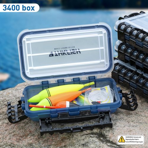 THKFISH Fishing Tackle Box，3400/3500 Tackle Tray Floating Fishing Lure Box Storage Organizer Small Waterproof Tackle Box with Adjustable Dividers,Sun-proof