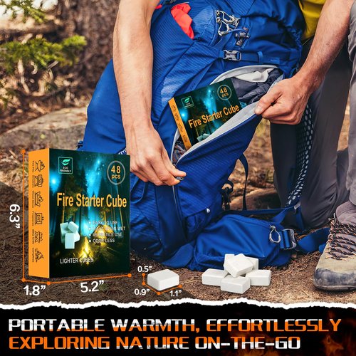 SUNLIFER Natural Fire Starter for Fireplaces: 144 Premium Odorless Fire Starters Squares | Waterproof Quick Firestarters Cubes for Campfires | Wood Stove | Grills | Fire Pit | Smokers