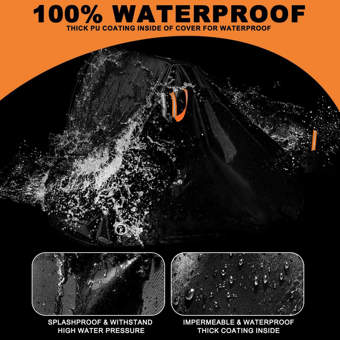 Adult Tricycle Cover Outdoor Storage Waterproof ,Heavy Duty Anti-UV 420D Tearproof Bike Covers Fit for Electric Trike,3 Wheels eTrike Bicycle, All Weather Use,Windproof Buckle,Lock Hole