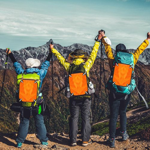 Copkim 4 Pcs Blaze Orange Safety Panel with Reflective Strips, 12'' x 9'', High Visibility Hunting Mesh Tent Backpack Cover Safety Panel for Outdoors Field Hiking Camping Biking Traveling