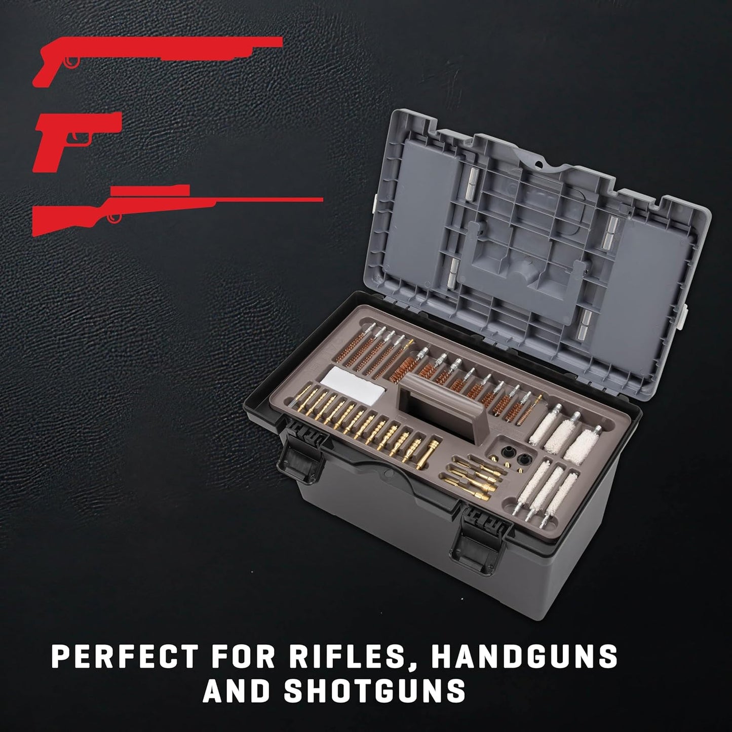 Allen Company Universal Gun Cleaning Kit & Tool Box - Rifle, Shotgun & Handgun Gun Cleaner Kit - 65-Piece - Gun Accessories for Men and Women - Cleaning Kit Gun Case - Black