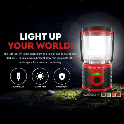 Brightest LED Rechargeable Lantern | Hurricane, Camping, Storm | Power Bank Light | 400 Hour Runtime (400 Lumen, Red)