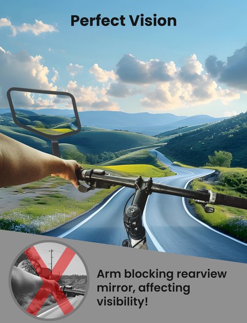 BISCOS Bar End Bike Mirrors Right, HD Stainless Steel Lens Bicycle Rearview Mirror, Scratch Resistant and Fall Resistant, E-Bike Safe Rear View Mirrors for Handlebar with Inner Diameter 15-23mm