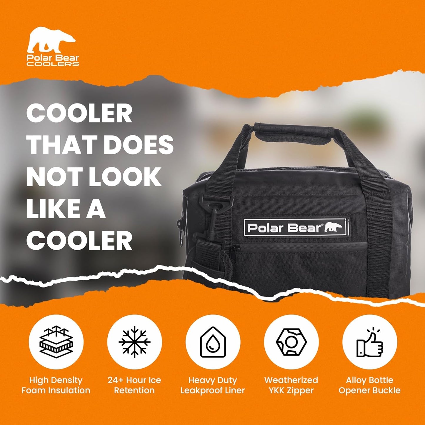Polar Bear Coolers - Original Nylon Soft Cooler Bag - Insulated Leak Proof Beach Cooler Bag, Small Thermal Bags for Travel - Heavy Duty & Portable - Sweat Proof Picnic Carrier