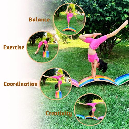 bee smart Wooden Balance Board- Wobble Board for Kids, Natural Toddler Balance Rocker | Ideal Tool for Exercise, Rehabilitation and Fun (Life)