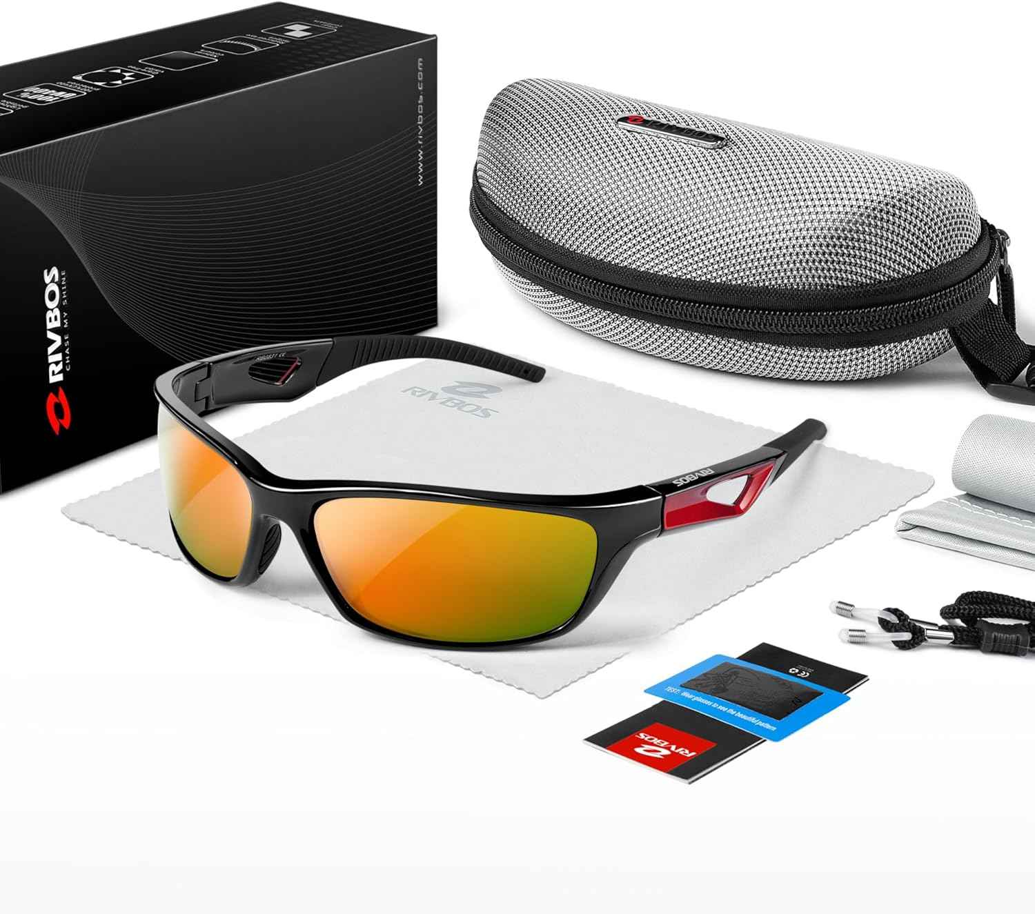 RIVBOS Polarized Sports Sunglasses for Men & Women - TR90 Frame for Cycling, Fishing, Running