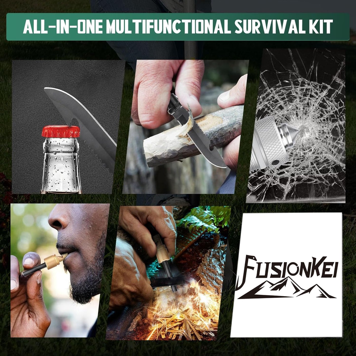 FUSIONKEI Folding Shovel 18 in 1 Multifunctional Camping Shovel Outdoor Spade Field Spade with Axe and Pickaxe for Offroad Survival Hiking Garden