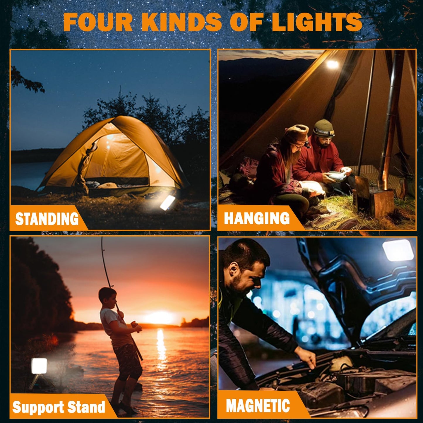 LED Camping Lantern Rechargeable,1000LM, 4 Light Modes,Waterproof,Portable Lanternwith Magnetic Base,13500mAh Emergency Light for Hurricane, Power Outages, Home, Hiking, Water-Resistant