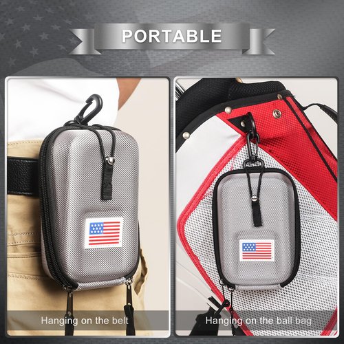 Craftsman Golf Silver Edge Rangefinder Case USA Flag Hard Shell for Gogogo, Tectectec Callaway, Universal Range Finder Carry Bag