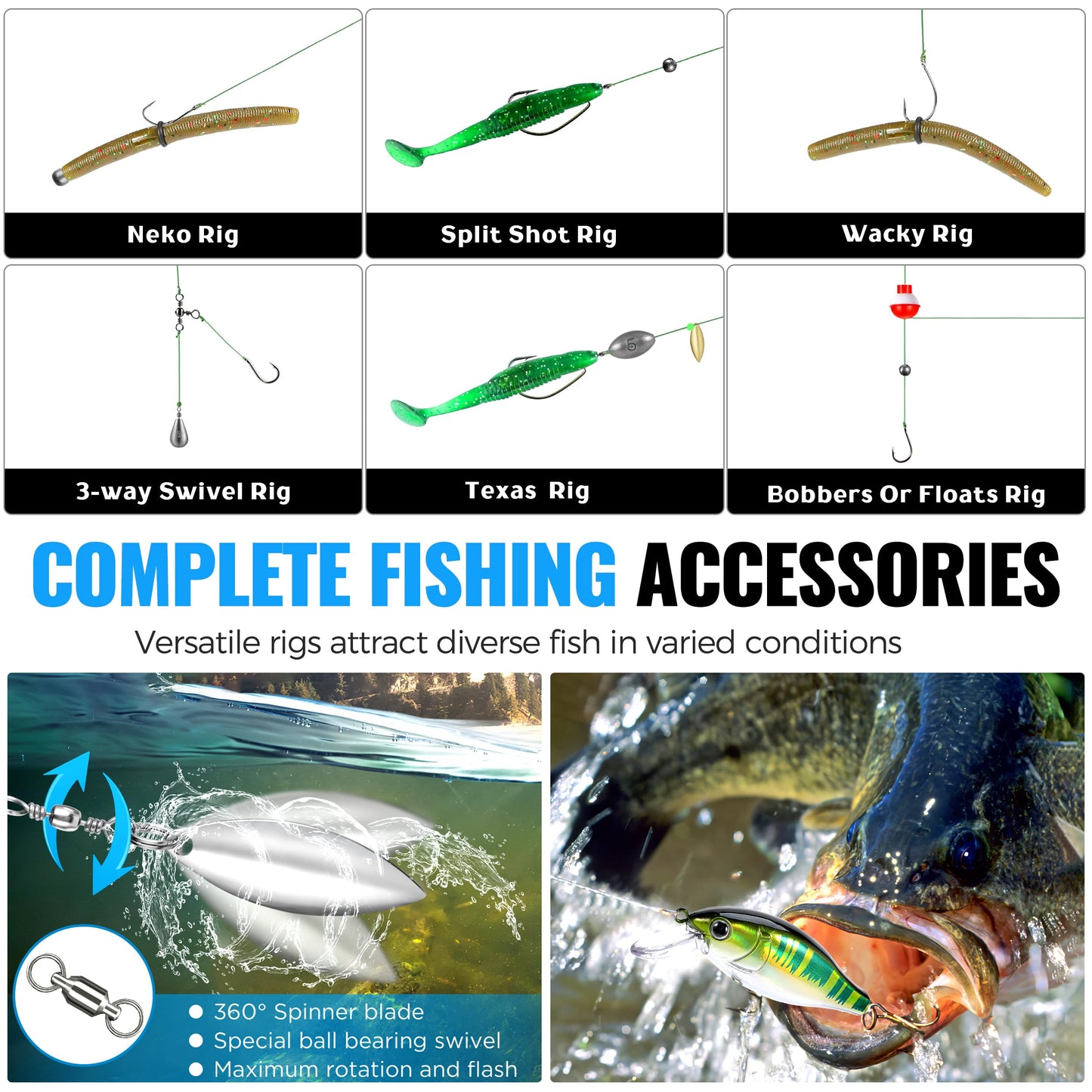 472PCS Fishing Accessories Kit, Waterproof Tackle Box with Tackle Included, Fishing Gifts for Men Included Hooks, Weights, Pliers,Fishing Gear and Equipment for Bass Trout