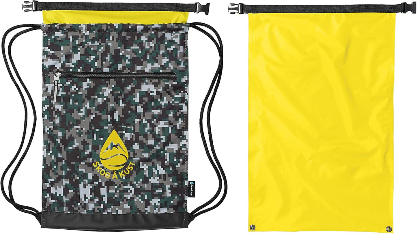 Skog Å Kust GymSak | Patented 2-in-1 Drawstring Cinch Bag with Removable Waterproof Dry Bag | Red