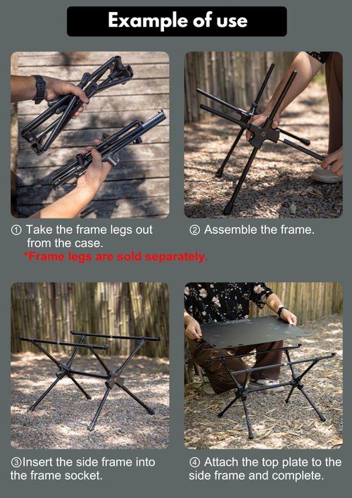 camping moon Hard Top Plate Aluminum Alloy for Tactical Table One Black T-510-TB