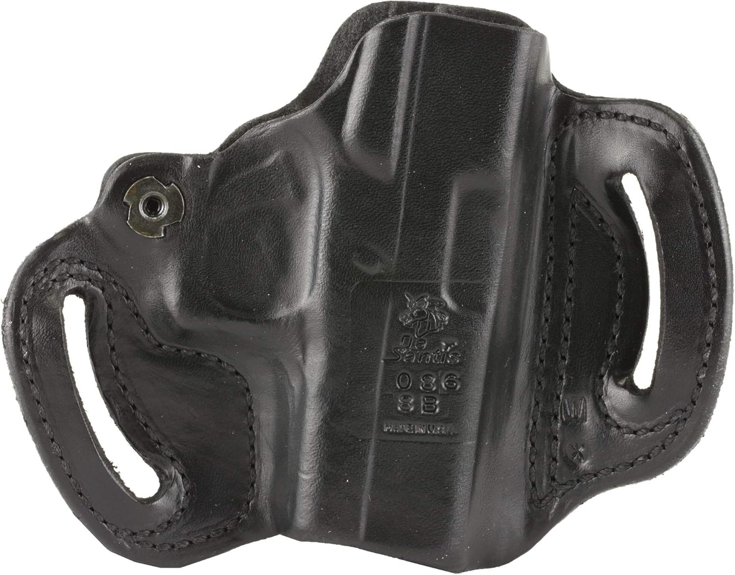 DeSantis Mini Slide Holster - OWB Gun Holster, Belt Slide Leather Holster for Pistols, Tight Fitting, Quick Draw for Men and Women, Fits Glock 43, 43X, 48 - Left Hand Draw, Black
