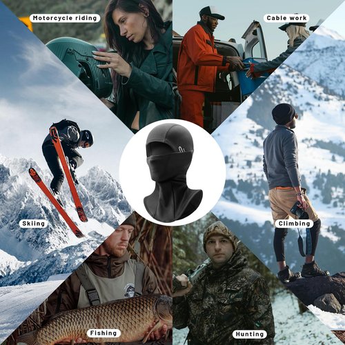 Chasenew Balaclava Ski Face Mask for Men Cold Weather Windproof Thermal Winter Motocycle Shiesty Mask Women Neck Gaiter Husband Gift, Black
