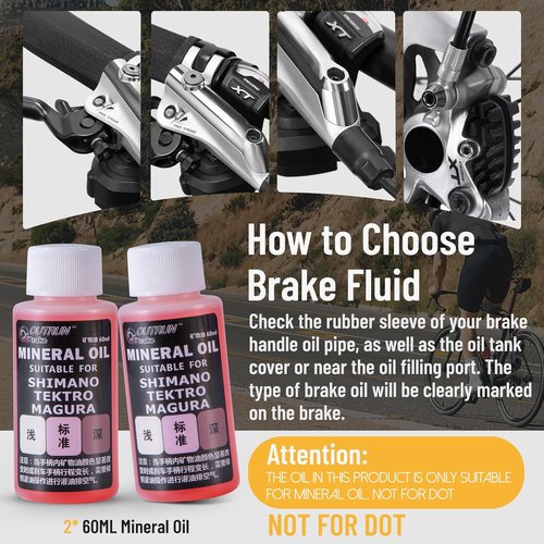 Brake Bleed Kit for Shimano & Tektro Hydraulic Disc Brakes - 120ml Mineral Oil Fluid for MTB/Road Bikes