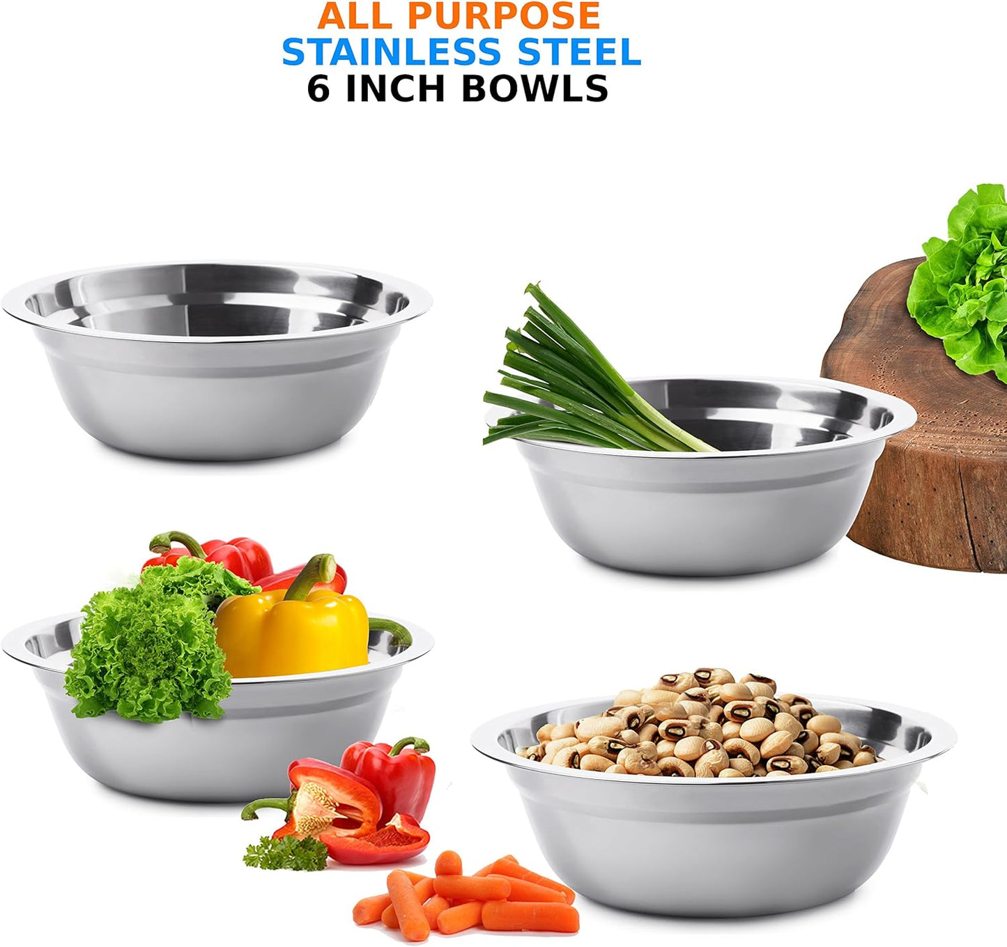 Wealers Stainless Steel Bowl Set - 6 inch Ultra-Portable Dinnerware Round BPA Free Bowls with Mesh Travel Bag for Outdoor Camping | Hiking | Picnic | BBQ | Beach