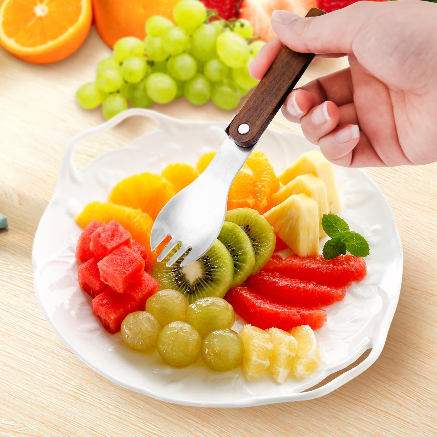 Foldable Fork and Spoon Set, 2pcs Portable Folding Spoon and Fork Set With Plastic Storage Case, Foldable Spoon Portable Fork With Wooden Handle For Travel Camping Outdoors Picnic