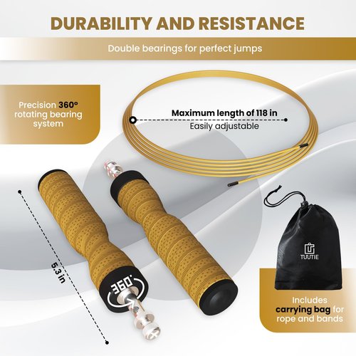 TUUTIE Fitness Jump Rope for Men and Women with Resistance Bands,Jump Ropes for Fitness Workout Equipment, Adjustable Length Skipping Rope Slip Resistant & Lightweight, Gym Equipment for Home