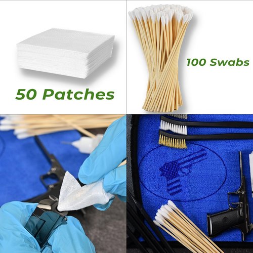 Gun Cleaning Supplies Kit - Handgun Cleaning Kit Incl. Cloth Brush Swabs Picks Wipes Oiler and Patches - Universal Gun Cleaning Kit 9mm, Pistol, Glock, Rifle - Gun Cleaner Kits for All Guns Tool Kit