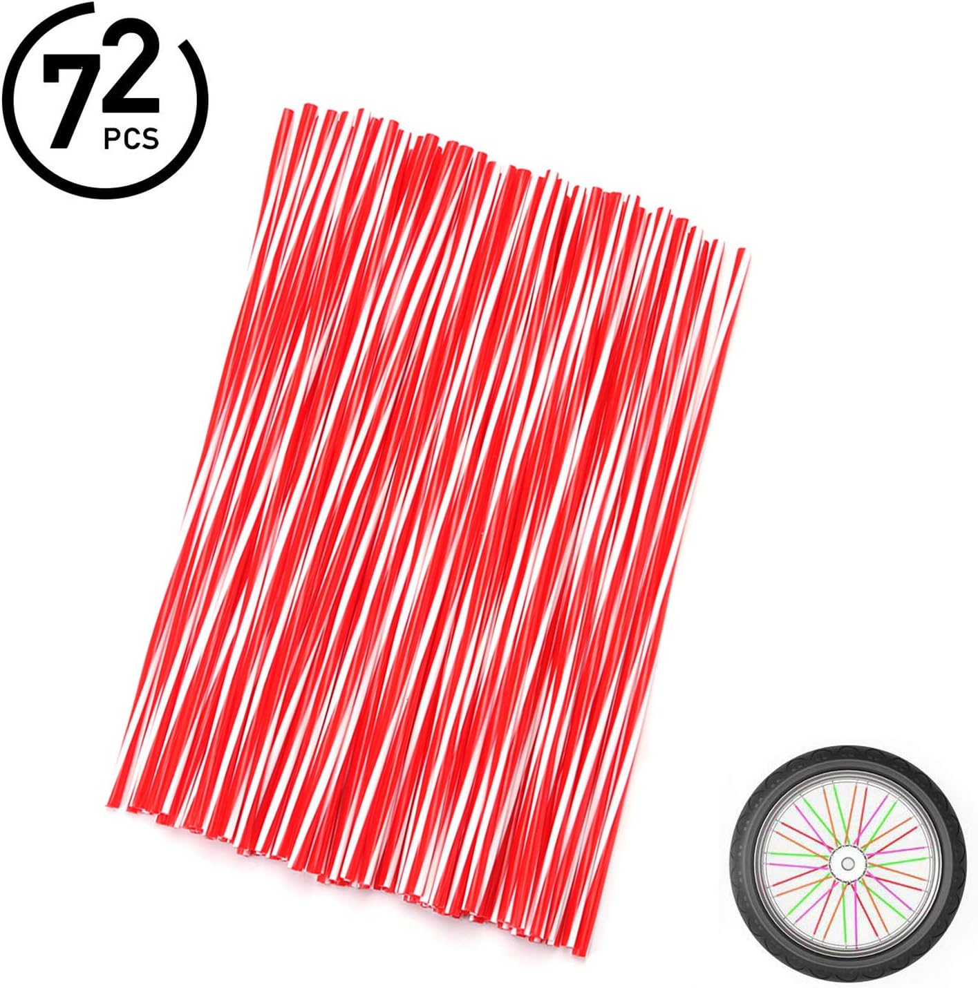 72Pcs Universal Spoke Skins Cover - Ovelur Wheel Spoke Wraps Skins Pipe Trim Decoration Protector For Motorcycle Dirt Bike Yamaha Harley Suzuki(Pink)