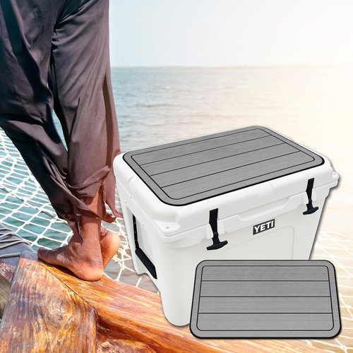 USATuff SeaDek EVA Mat Cooler Pad fits YETI 35 Tundra | Peel & Stick Application | Non Slip Comfort Accessories - Teak Lines (StormGray-Black)