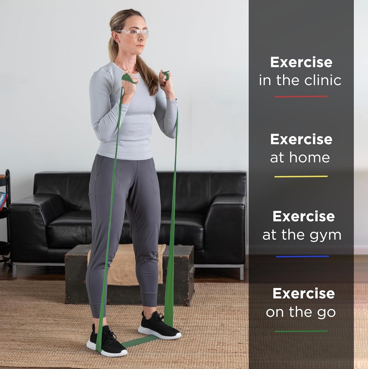 THERABAND Professional Latex Resistance Bands For Rehabilitation, Portable Fitness and Workout, Home Exercise, 5 Foot, Green, Heavy, Level 4, Individual Package