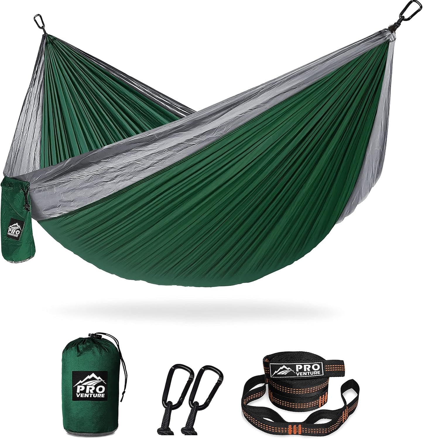 Portable Double Camping Hammock 500 lb Capacity – Lightweight with Tree-Friendly Straps & Carabiners for Hiking, Travel, Beach & Backyard