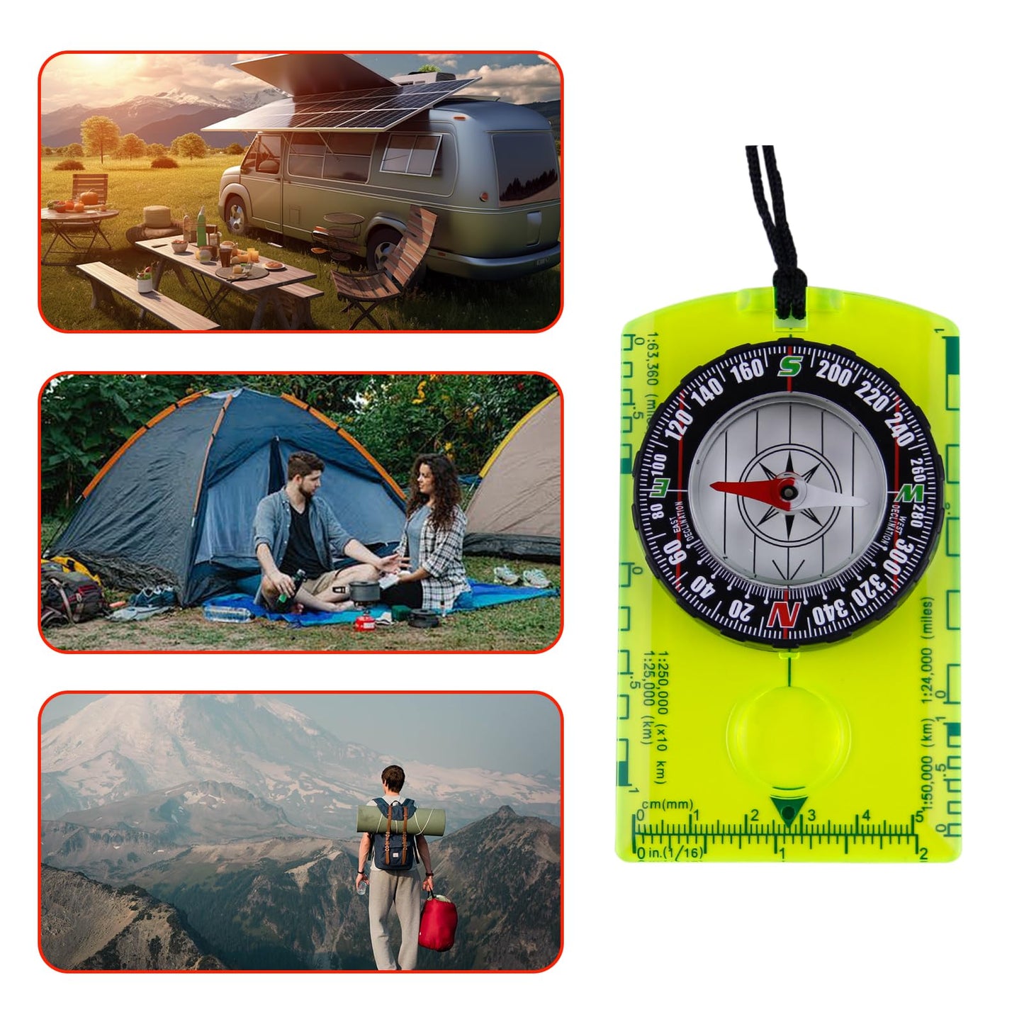 Abvsdu 2 Pieces Orienteering Compass, Superior Hiking Survival Compass for Kids, Hiking Backpacking Compass Scouts Navigation Compass Waterproof Map Reading Compass for Outdoor Camping