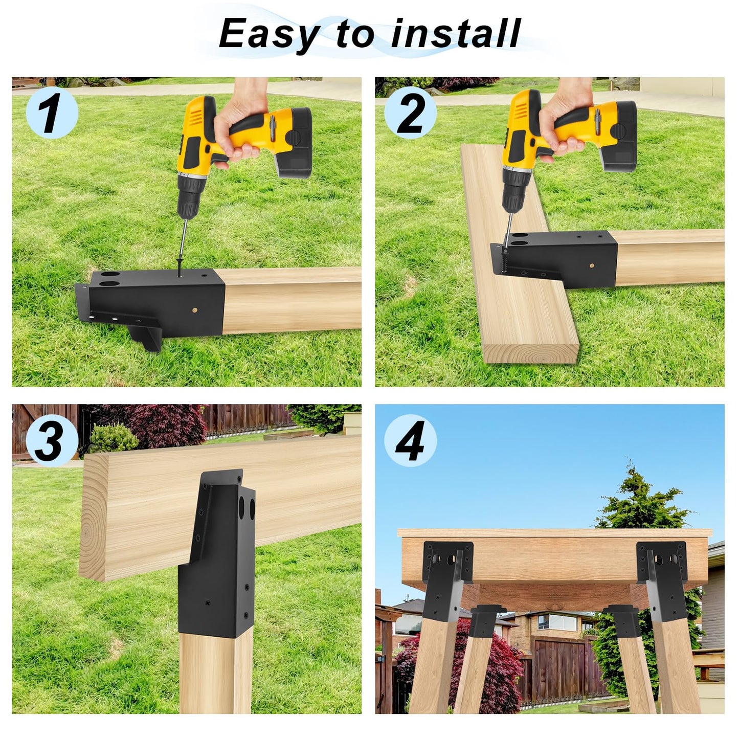 4 Pcs Outdoor 4"x4" Compound Angle Brackets,Deer Stand Brackets for Deer Stand, Hunting Blinds and Tree Houses