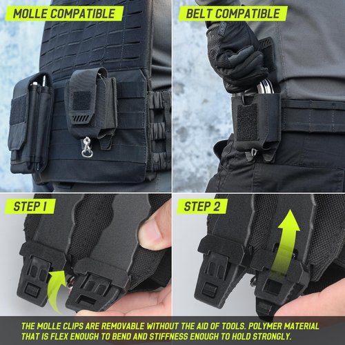 Molle Handcuff Pouch, Handcuff Holder for Duty Belt/Police Vest, Handcuffs Case Fit Chain/Hinged/Folding/Asp Handcuffs, Quick Release Hand Cuff Holster for Police, Security Guard Accessoires