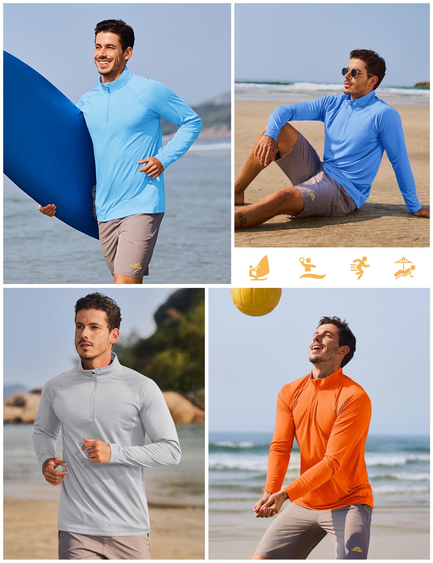 TACVASEN Men's Athletic Hiking Shirts Long Sleeve 1/4 Zip Pullover Tops UV Sun Protection Shirts for Summer Activewear Long Sleeve Dry Fit Men Blue S