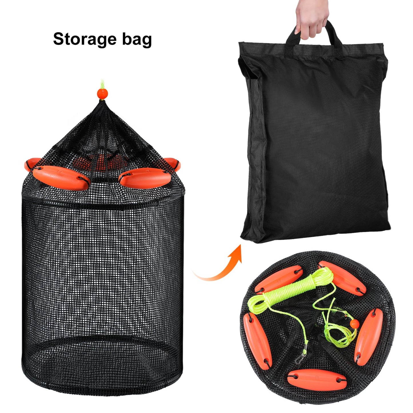 Extra Large Foldable Floating Fishing Basket for Live Caught Fish, Floatable Fishing Net Basket, Heavy Duty Coated Portable Fish Basket