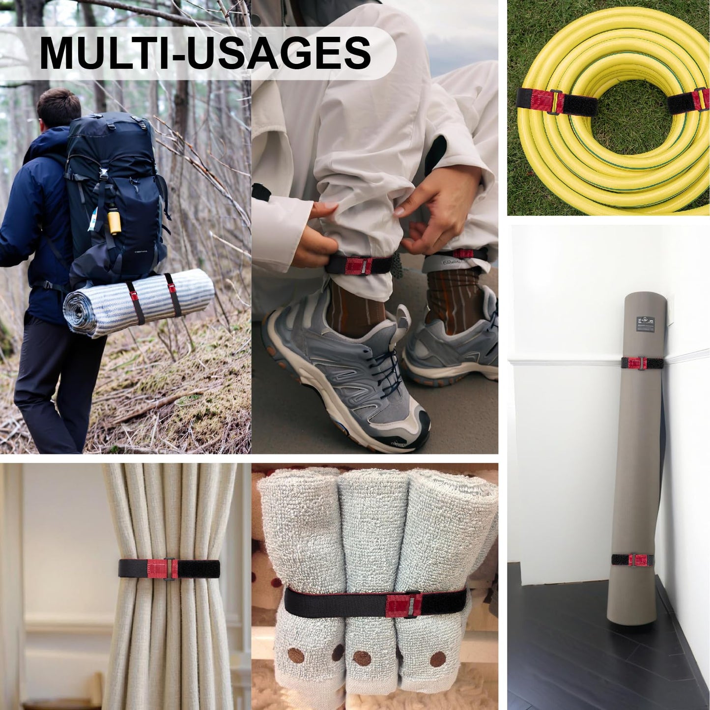 GDSZDDXX Heavy Duty Stitch Bike Straps for Rack, Premium 2PCS Adjustable Bike Rack Straps with Anti-Slip Gel Grip, Hook and Loop Bicycle Wheel Stabilizer Strap for Transportation and Storage