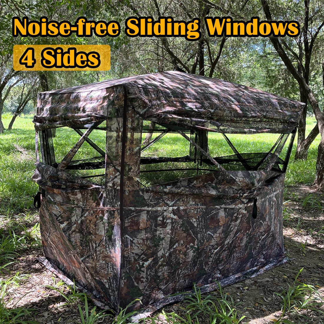 CROSS MARS Full Open Door 2-3 Person 360 Degree Ground Hunting Blind Camouflage Pop Up Duck Turkey Deer Hunting Blinds Tent