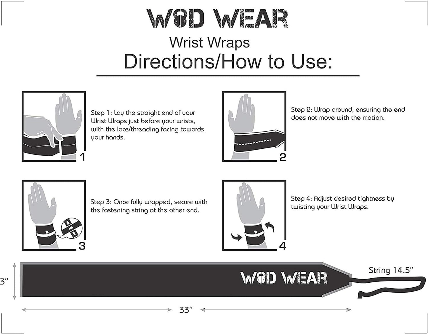 Powerlifting Wrist Wraps for Strength Training & CrossFit - One Size Fits All