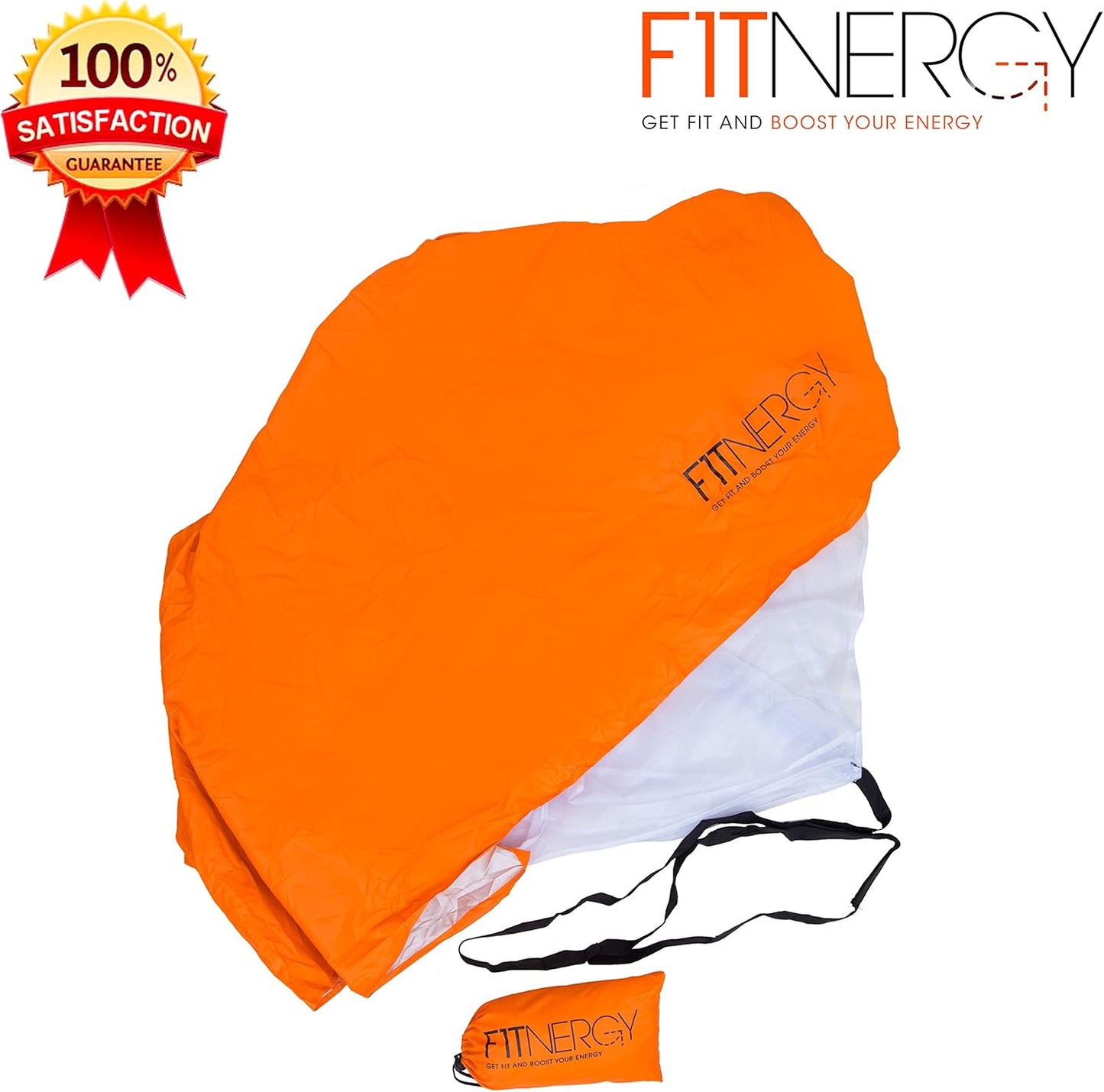 Running Resistance Parachute Durable 56" Orange Speed Sprint Training Chute - Free Carrying Bag - Maximize & Explosive Acceleration Soccer Football Agility Ladder Speed
