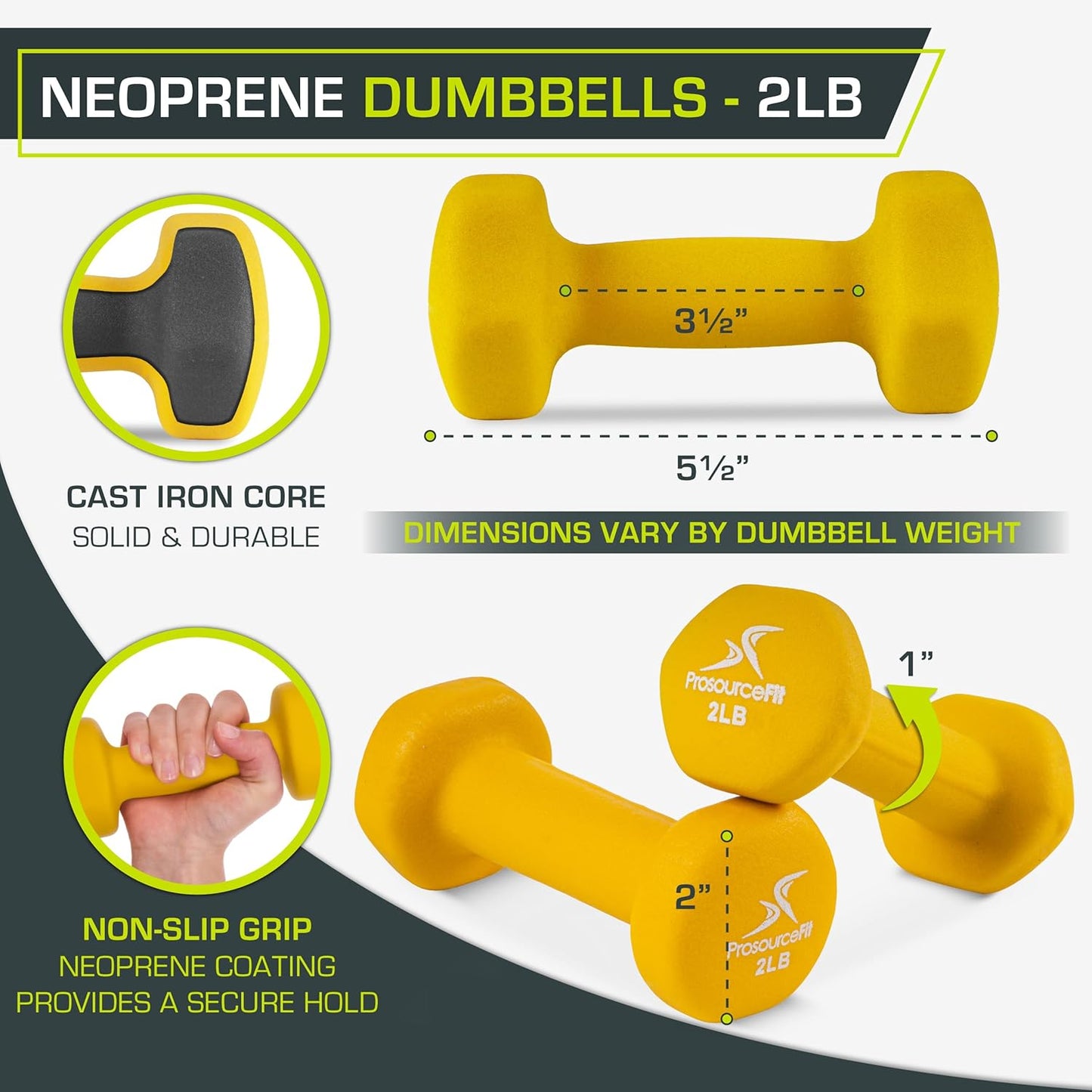 ProsourceFit Neoprene Dumbbell Coated for Non-Slip Grip, 10 lb