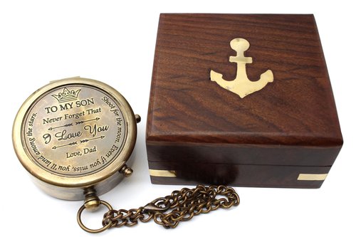 to My Son, I Love You – Personalized Sundial Compass with Case, Pocket Compass Gift for Son, Mom & Dad to Son Gift, Grandson Gift, Special Love Message – Unique Keepsake for Son