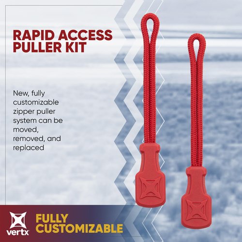 Vertx Rapid Access Zipper Pull Tab Kit, Replacement Puller for Backpack, Luggage, Bag, Handbag, Red