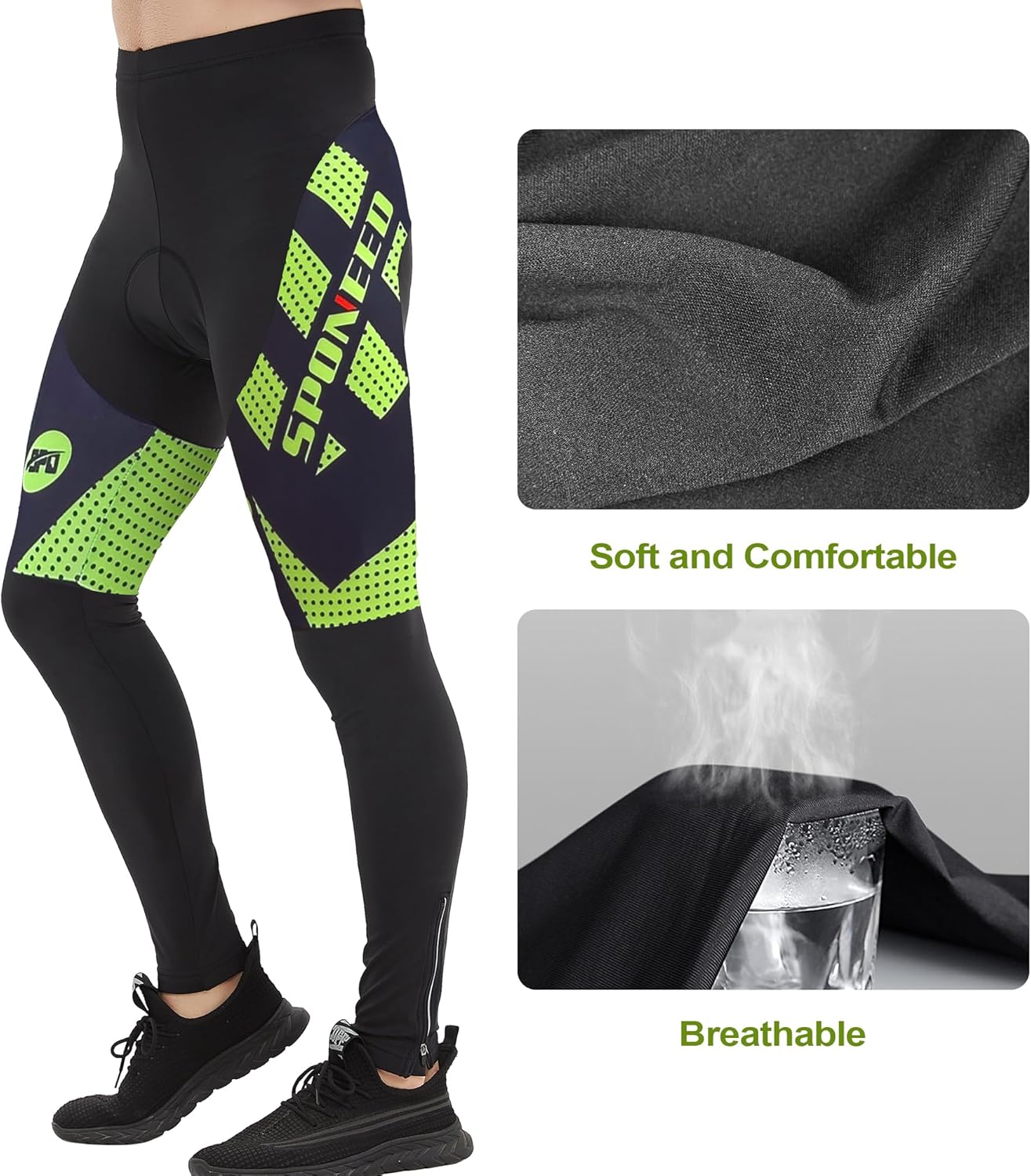 sponeed Men's Bicycle Pants 4D Padded Road Cycling Tights Leggings Outdoor Cyclist Riding Bike Wear