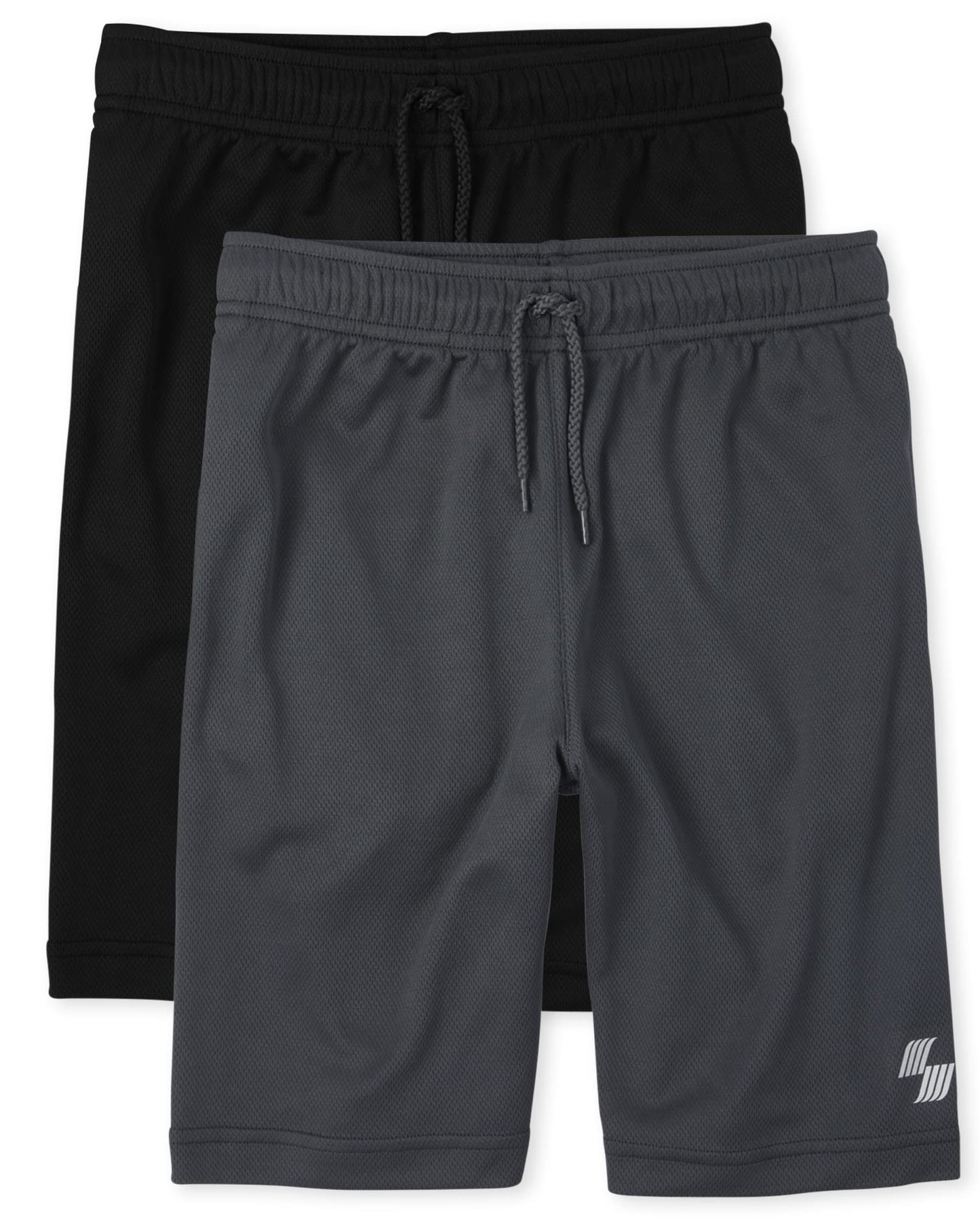The Children's Place boys Mesh Performance Basketball Casual Shorts, Black/Charcoal 2 Pack, Large US