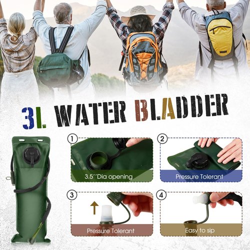 Sanwuta 2 Pcs Hydration Backpack with 3 Liter Water Bladder Tactical Lightweight 17.72 x 7.87 Inch Hydration Pack Backpack Water Backpack Hydration Bag Water Bag for Hiking Running (Khaki)