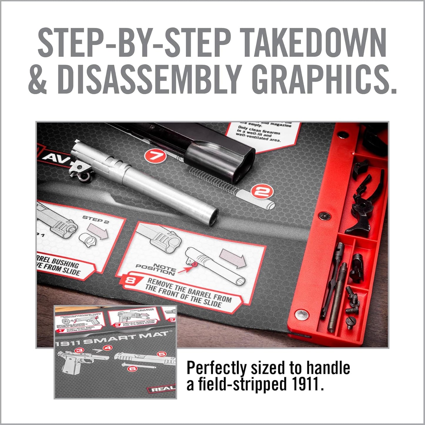Real Avid Gun Cleaning Mat 19" x 16" with Magnetic Parts Tray | 1911, Glock, Smith & Wesson M&P or Sig Sauer P365 & P365XL (Choose Style Below)