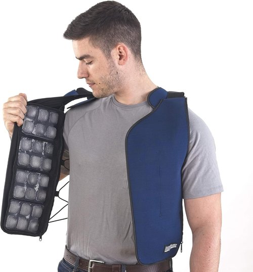 FlexiFreeze Ice Vest Cooling Kit - Cooling Vest with Additional Refill Panel and Travel Cooler