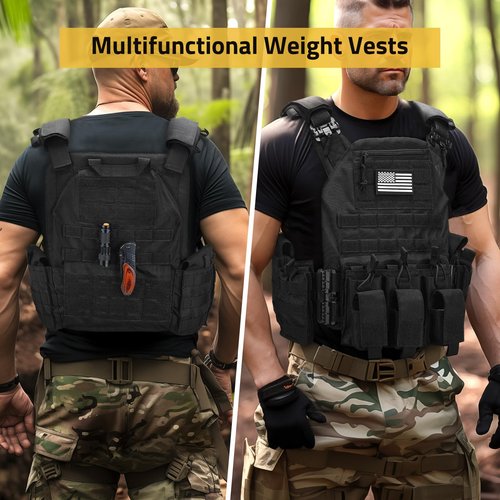 CVLIFE Tactical Airsoft Vest - Quick Release, Adjustable Size, Breathable & Comfortable, Multipurpose, Black