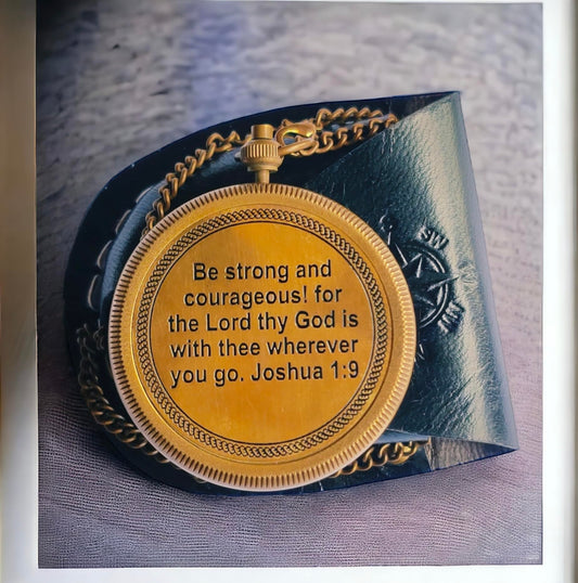 2023 Solid Brass Directional Magnetic Compass Antique Nautical Vintage Quote Engraved with Scripture Jeremiah 29:11 & Joshua 1:9, Baptism Gifts with Rosewood Case & Leather case for Son, Father